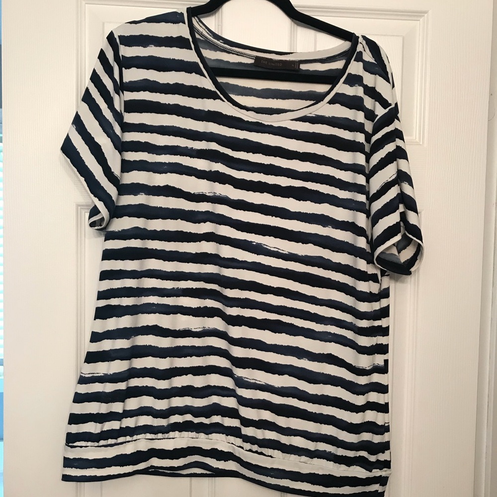 Limited banded waist striped blouse